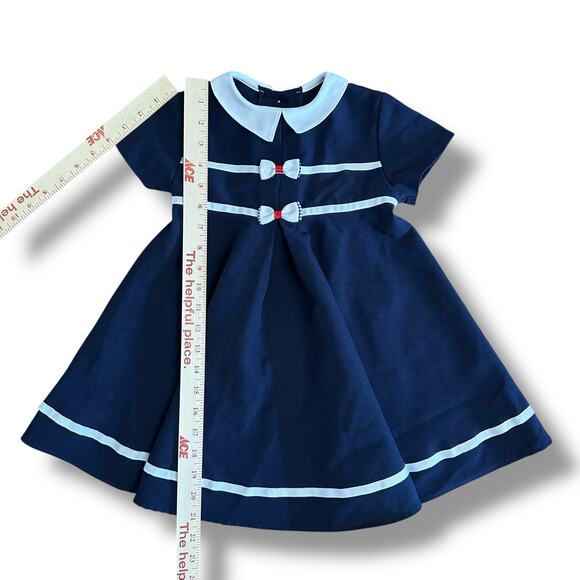 Bonnie Jean Girls Navy Sailor Dress 4T Peter Pan Collar Nautical Style R22688-1‎ - Picture 4 of 9